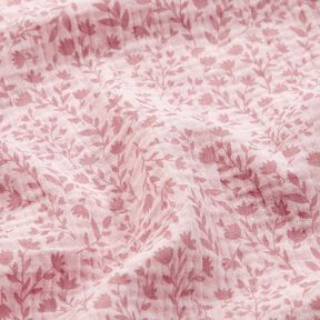 mussolina / tessuto doppio increspato Viticci di fiori bicolori – rosa antico chiaro, 