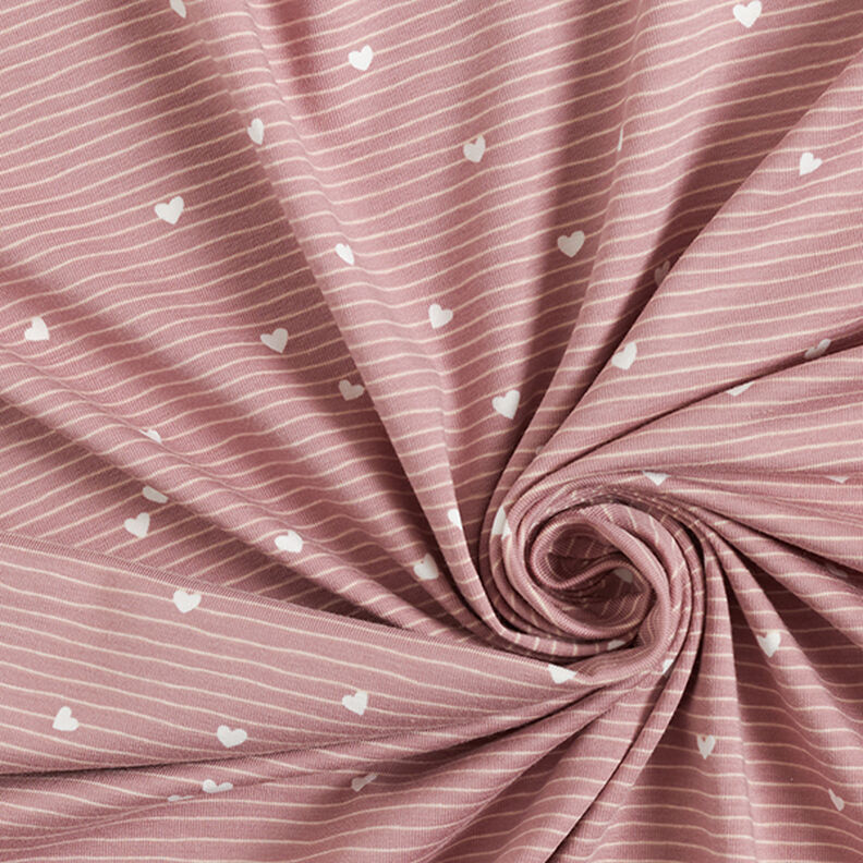 jersey di cotone Cuori e strisce – rosa antico chiaro, image number 4