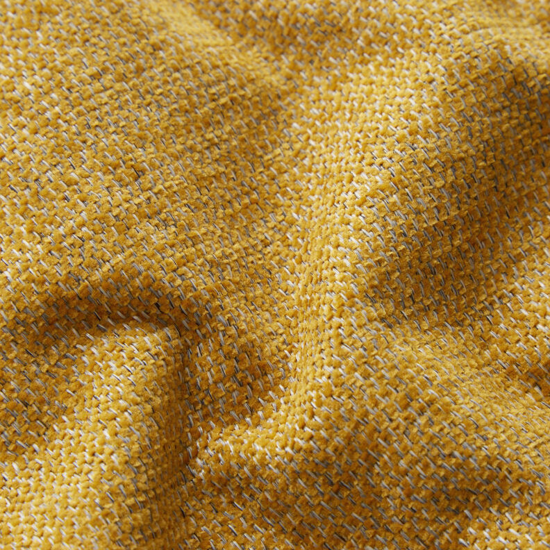 tessuto da tappezzeria ciniglia mélange – giallo curry/grigio argento,  image number 2
