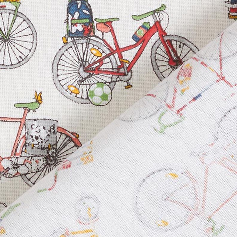 Tessuto in cotone Cretonne Biciclette retrò – bianco lana,  image number 4