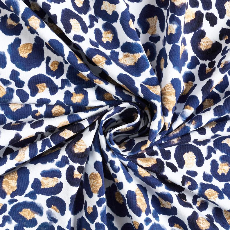 jersey di cotone Leopardo con macchie dorate | Glitzerpüppi – bianco/indaco,  image number 3
