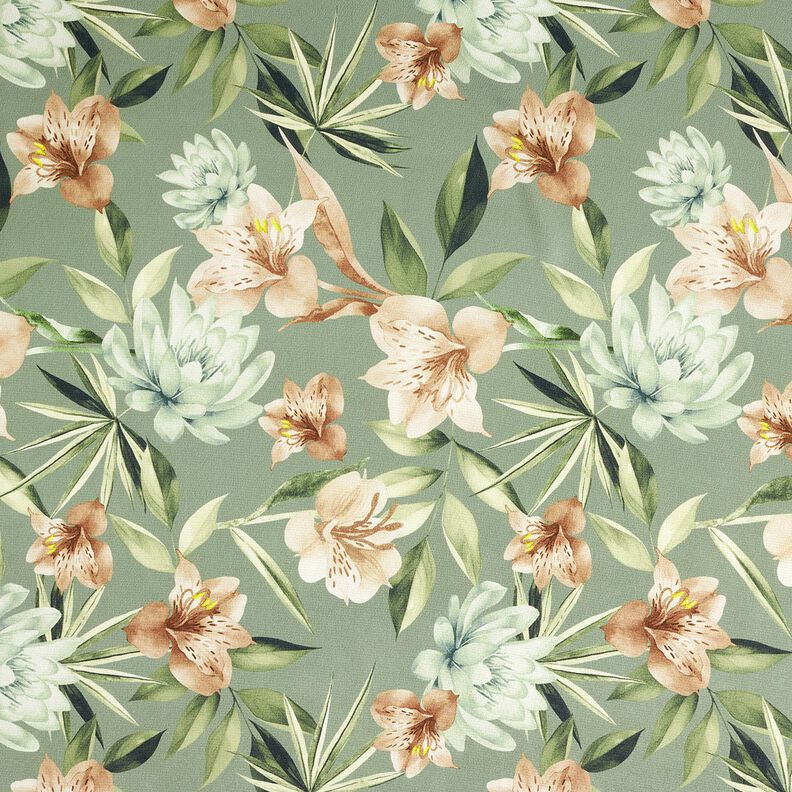 Magnolie in crepe satin con foglie di palma – canna palustre/beige,  image number 1