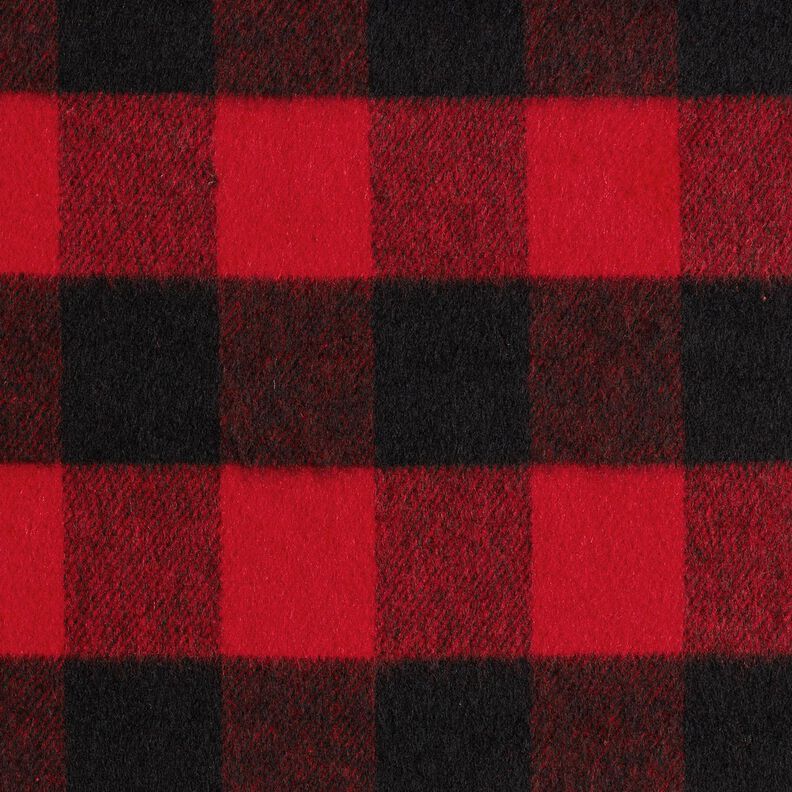 Tessuto per cappotti quadri scozzesi – rosso/nero,  image number 1