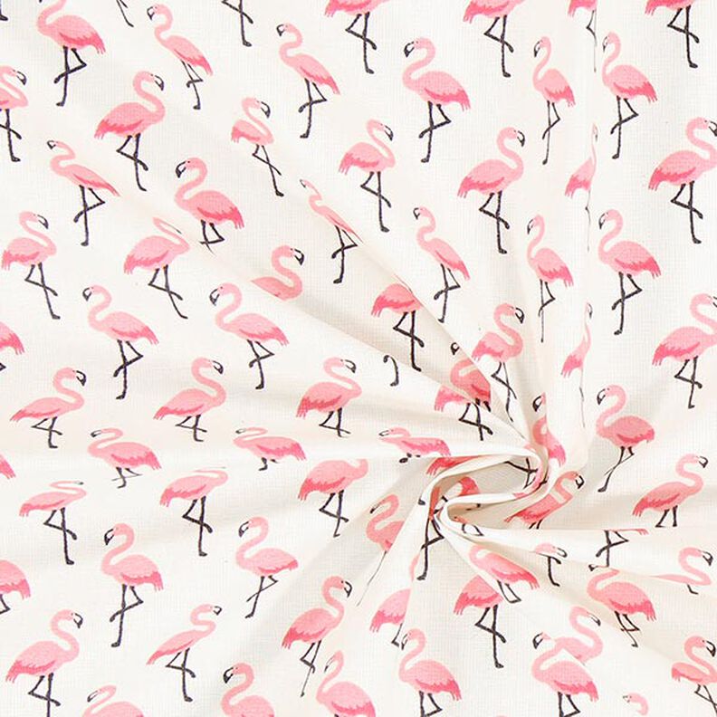 Cotone laminato Fenicotteri – bianco lana,  image number 2