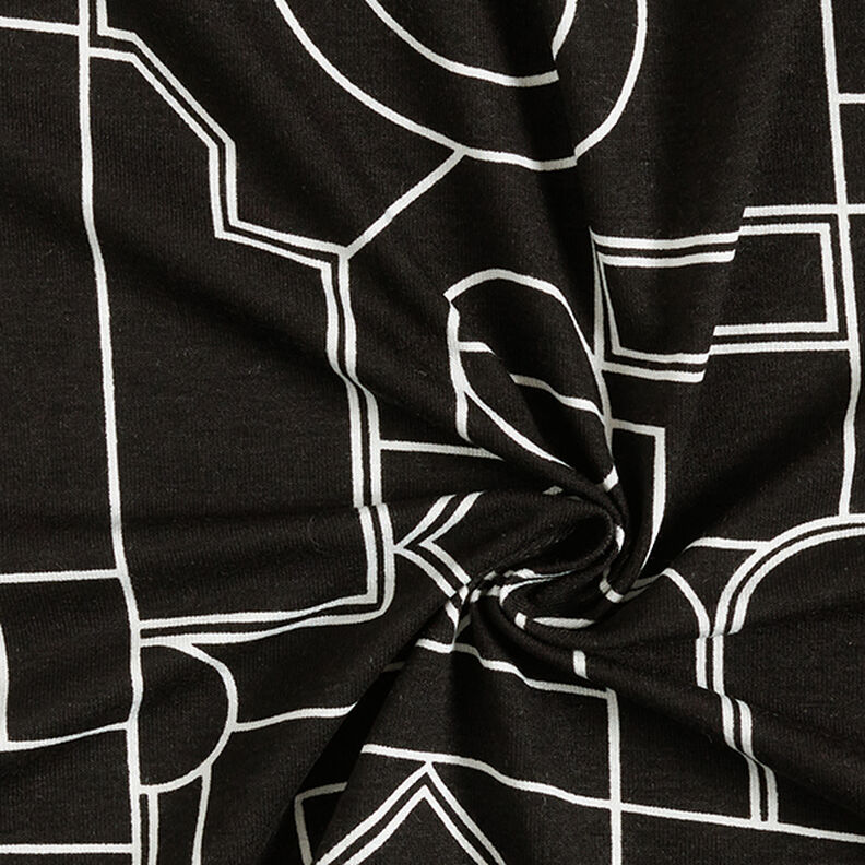 Forme geometriche in jersey di viscosa – nero/bianco,  image number 3