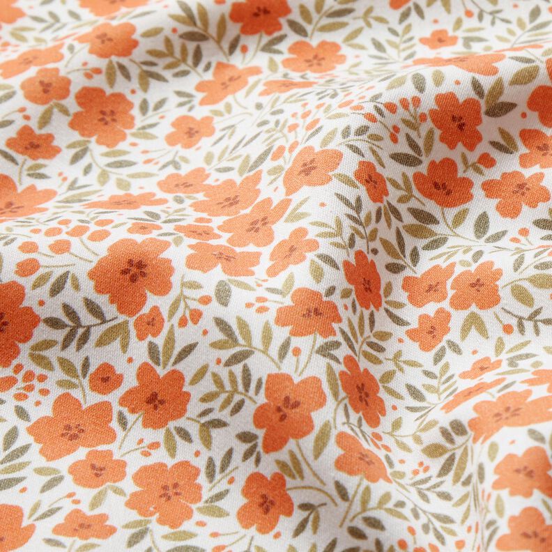 tessuto arredo satin di cotone Mare di fiori – arancio pesca/bianco,  image number 2
