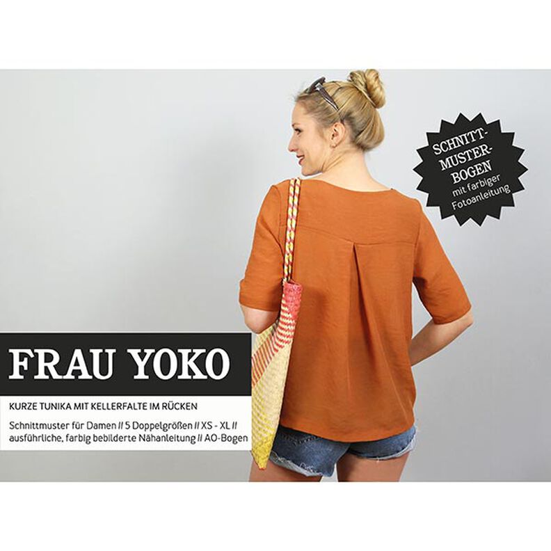 FRAU YOKO - tunica corta con piega baciata sul retro, Studio Schnittreif  | XS -  XXL,  image number 1