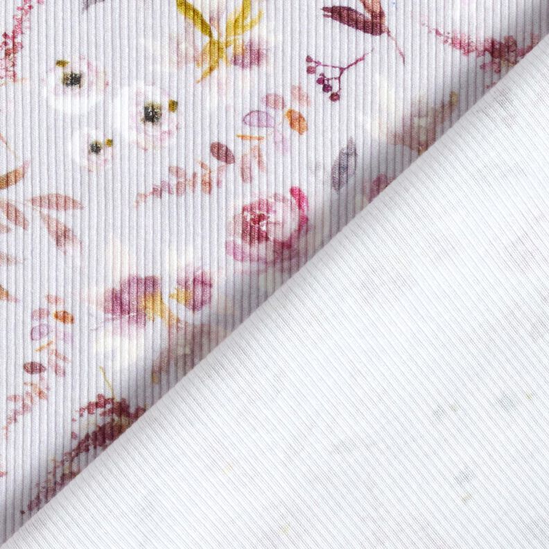 jersey a coste Stampa digitale di delicati fiori selvatici &ndash; lill&agrave; pastello/lill&agrave; rosso,  image number 4