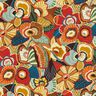 tessuto in cotone cretonne Fiori folcloristici – rosso carminio/petrolio,  thumbnail number 1