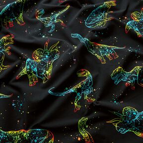 jersey di cotone Contorni di dinosauri | Glitzerpüppi – nero/mix di colori, 