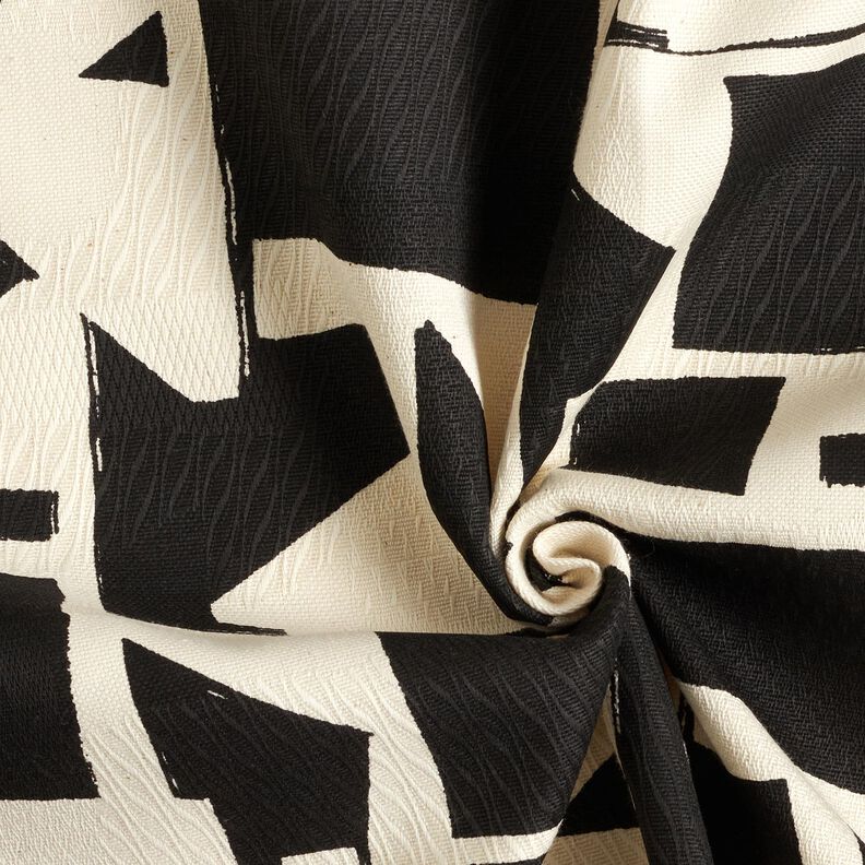 tessuto arredo Jacquard Struttura astratta – nero/bianco lana,  image number 3