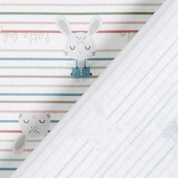 popeline di cotone bio Baby coniglietto e righe – bianco,  image number 4
