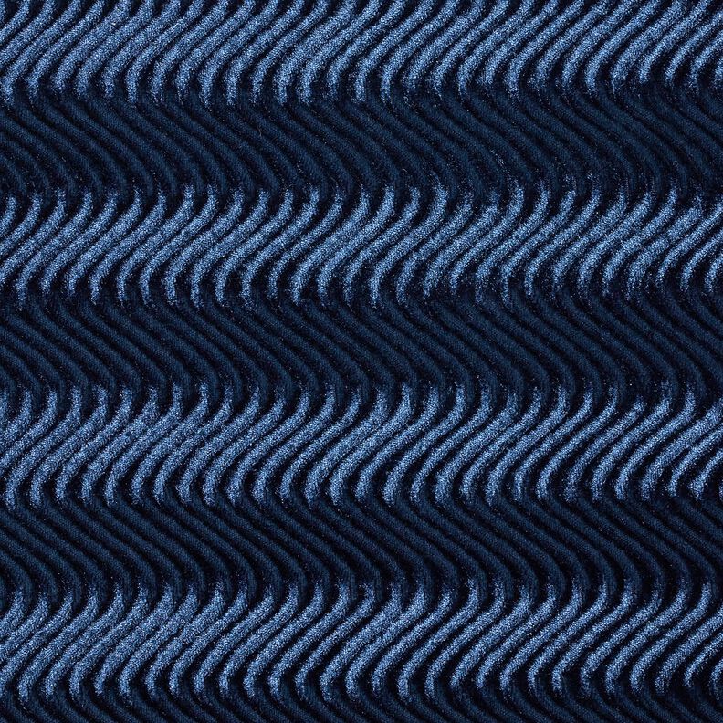 Onde in rilievo in velluto elasticizzato – blu marino,  image number 1