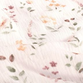 mussolina / tessuto doppio increspato Prato selvaggio stampa digitale – bianco, 