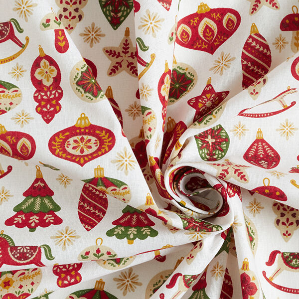 tessuto in cotone cretonne Addobbi natalizi – rosso carminio/bianco, image number 3