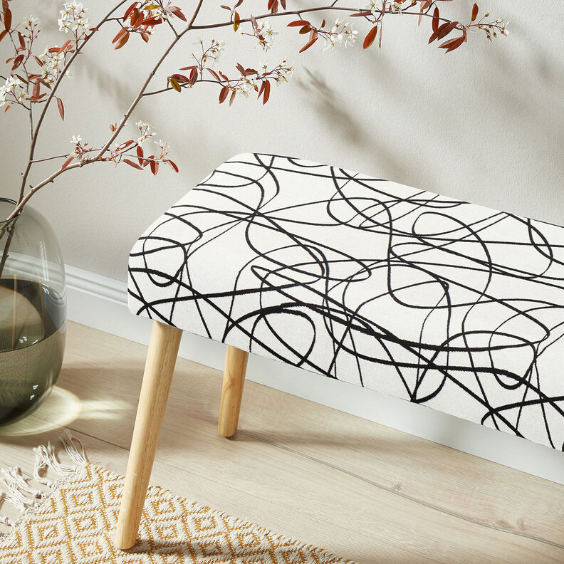tessuto arredo Jacquard Linee astratte – avorio/nero,  image number 6