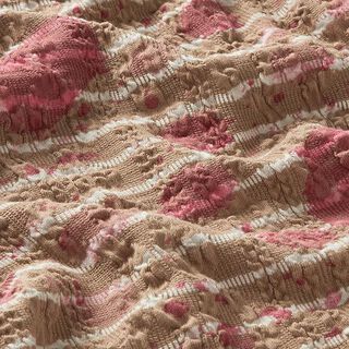Maglia fine strutturata righe e chiazze di colore – sabbia, 