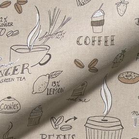 tessuto arredo mezzo panama, caffè, tè & torta – naturale, 