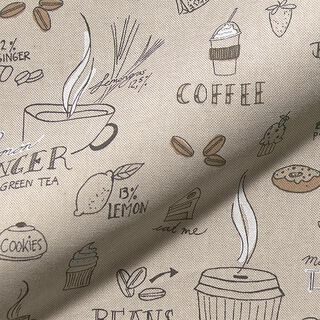tessuto arredo mezzo panama, caffè, tè & torta – naturale, 