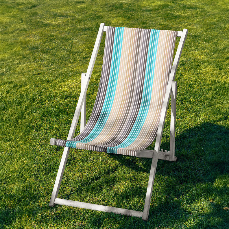 Outdoor Tessuto per sedia a sdraio Righe longitudinali 44 cm – anacardo/turchese,  image number 4