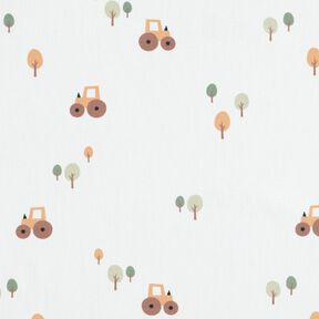 popeline di cotone Trattore in un vasto campo &ndash; avorio, 