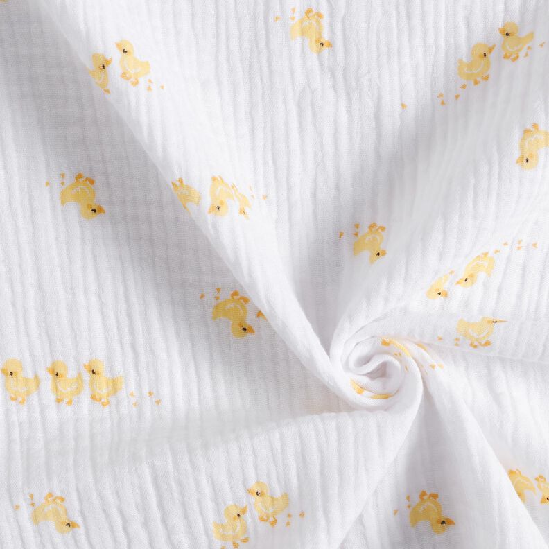 mussolina / tessuto doppio increspato Dolci anatroccoli – bianco/oro,  image number 3