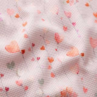 Jersey a nido d’ape Viti di fiori di cuore stampa digitale  – rosé, 