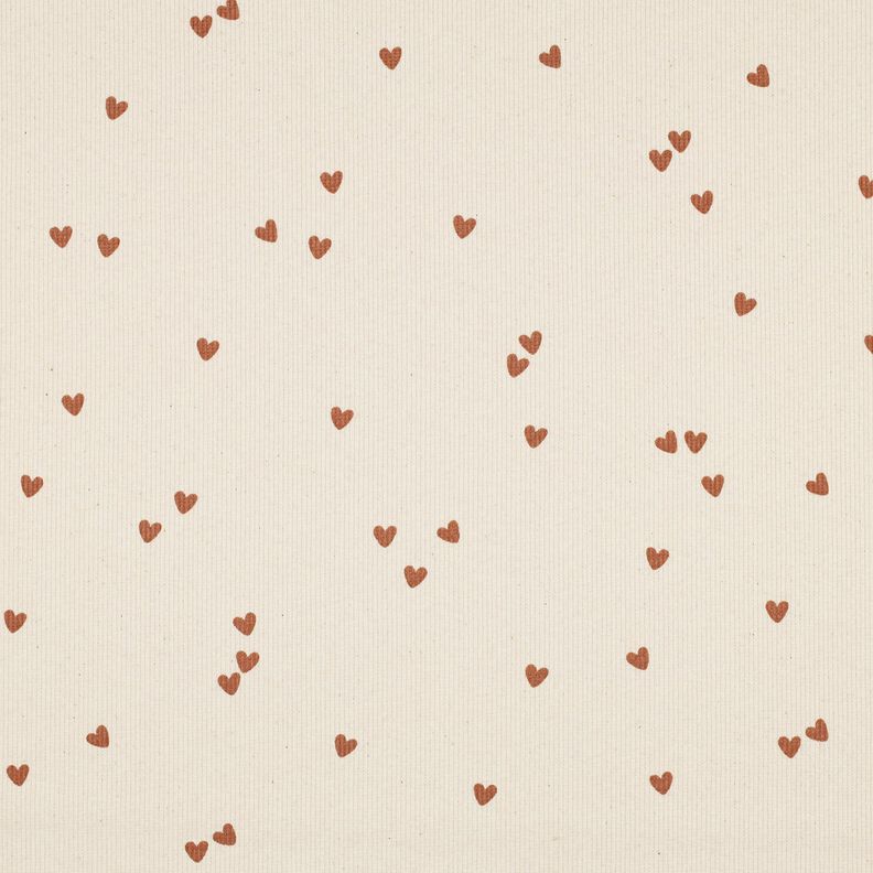 jersey a coste cuori sparsi | Poppy Fabrics – beige chiaro/marrone, image number 1