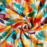 misto lino viscosa Fiori stilizzati – bianco lana/arancione,  thumbnail number 3