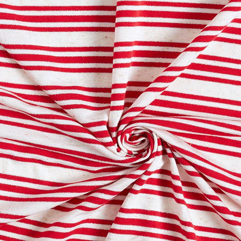 jersey di viscosa, righe glitter irregolari – bianco lana/rosso,  image number 3