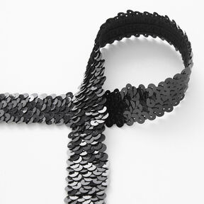 Bordo in paillettes elastiche [30 mm] &ndash; nero, 