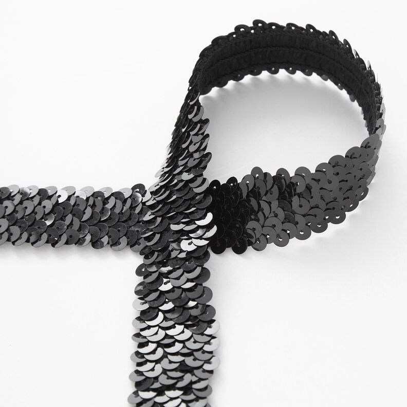 Bordo in paillettes elastiche [30 mm] &ndash; nero,  image number 1