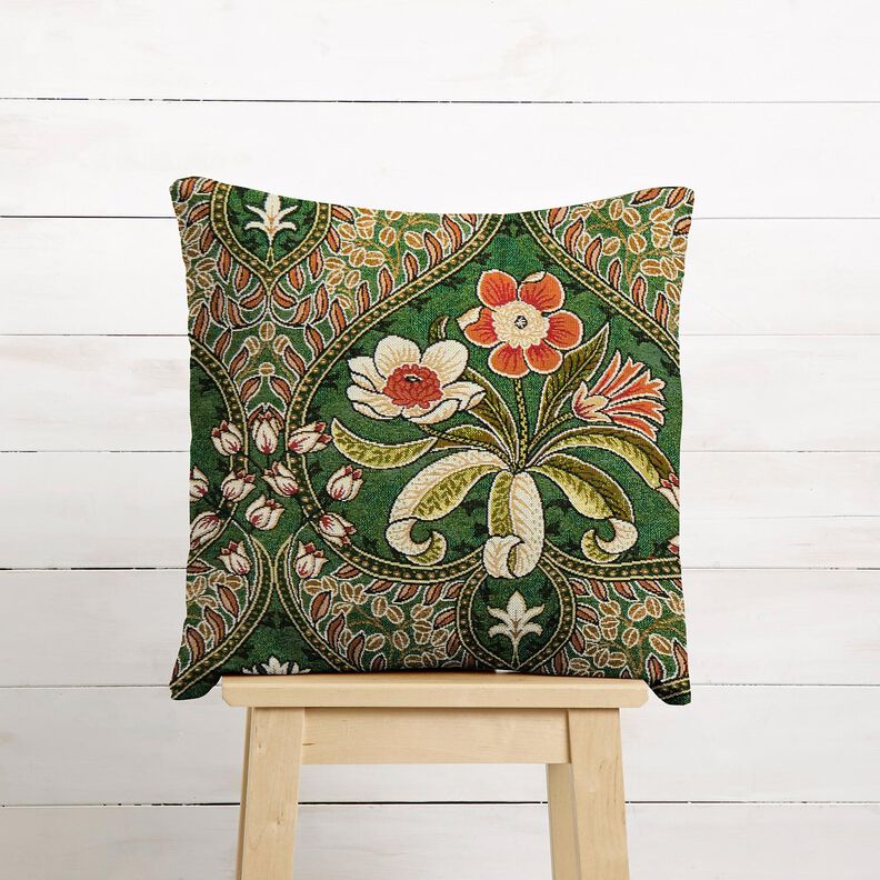 tessuto arredo gobelin Ornamenti floreali – verde/arancio chiaro,  image number 7