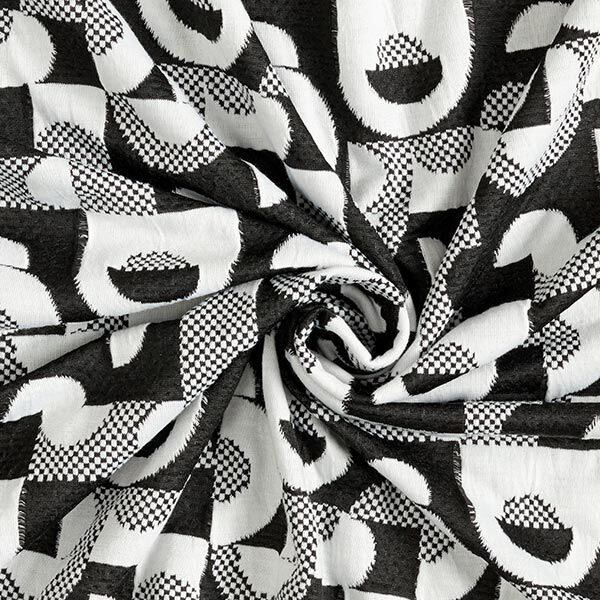 jersey jacquard, motivi geometrici e quadri – nero/bianco,  image number 3