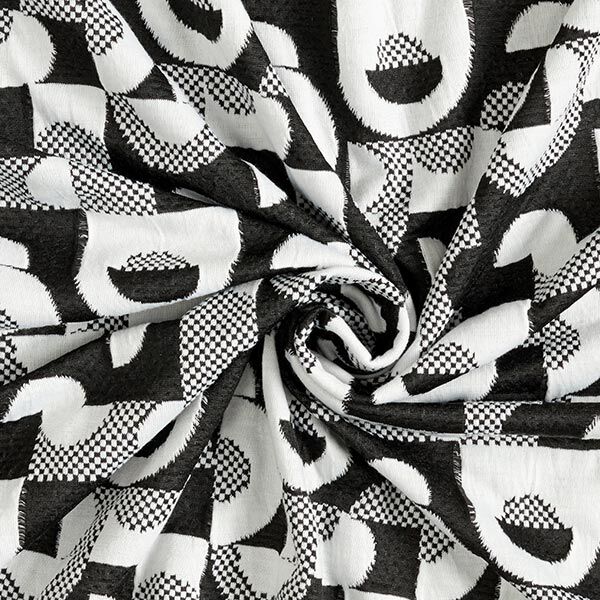 jersey jacquard, motivi geometrici e quadri – nero/bianco, image number 3