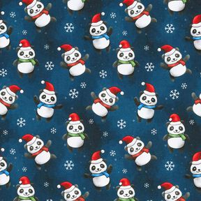 jersey di cotone Panda in spirito natalizio | Glitzerpüppi – blu notte/peperoncino, 