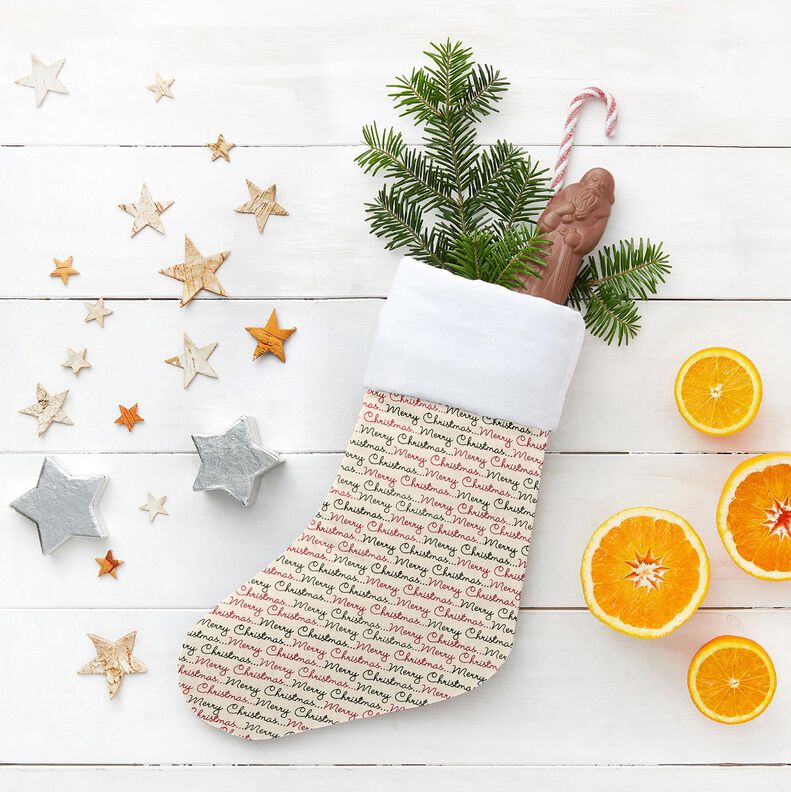 tessuto in cotone cretonne Merry Christmas – naturale/rosso carminio,  image number 5