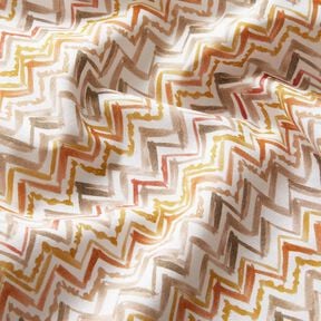 popeline di cotone Tratto di pennello a zigzag stampa digitale – bianco/rame, 