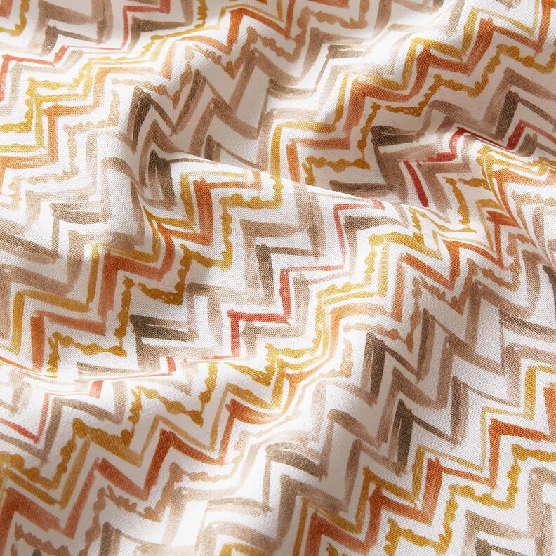 popeline di cotone Tratto di pennello a zigzag stampa digitale – bianco/rame,  image number 2