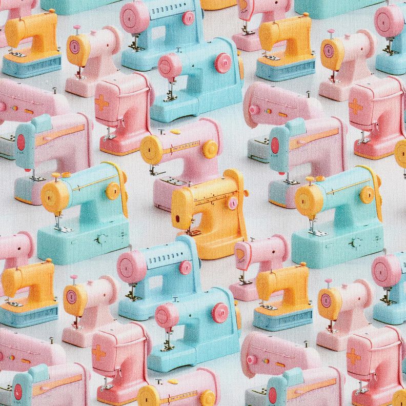 tessuto in cotone popeline Macchine da cucire colorate &ndash; rosa chiaro/turchese chiaro,  image number 1