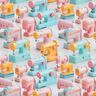 tessuto in cotone popeline Macchine da cucire colorate &ndash; rosa chiaro/turchese chiaro,  thumbnail number 1