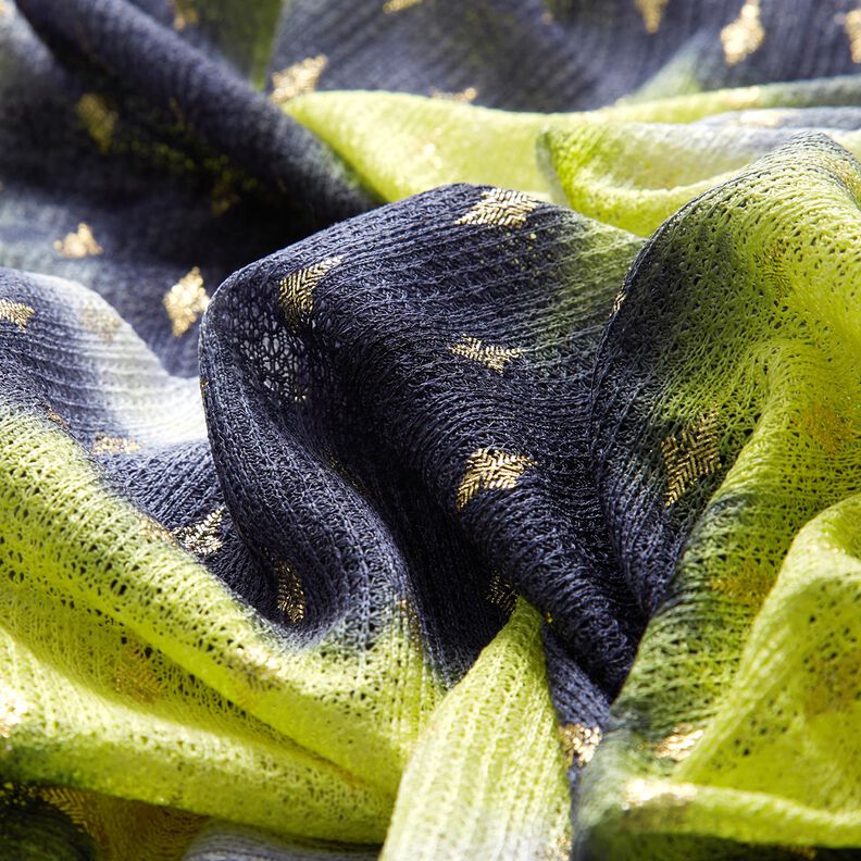 Batik di pizzo lavorato a maglia e rombi dorati – blu marino/giallo neon,  image number 5