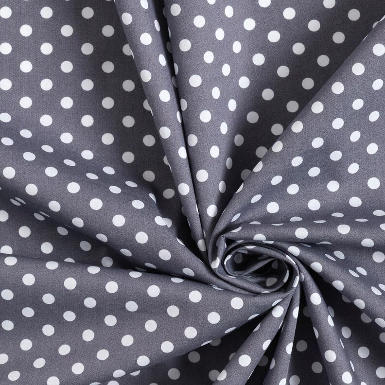 popeline di cotone Pois Polka – grigio ardesia/bianco, image number 3