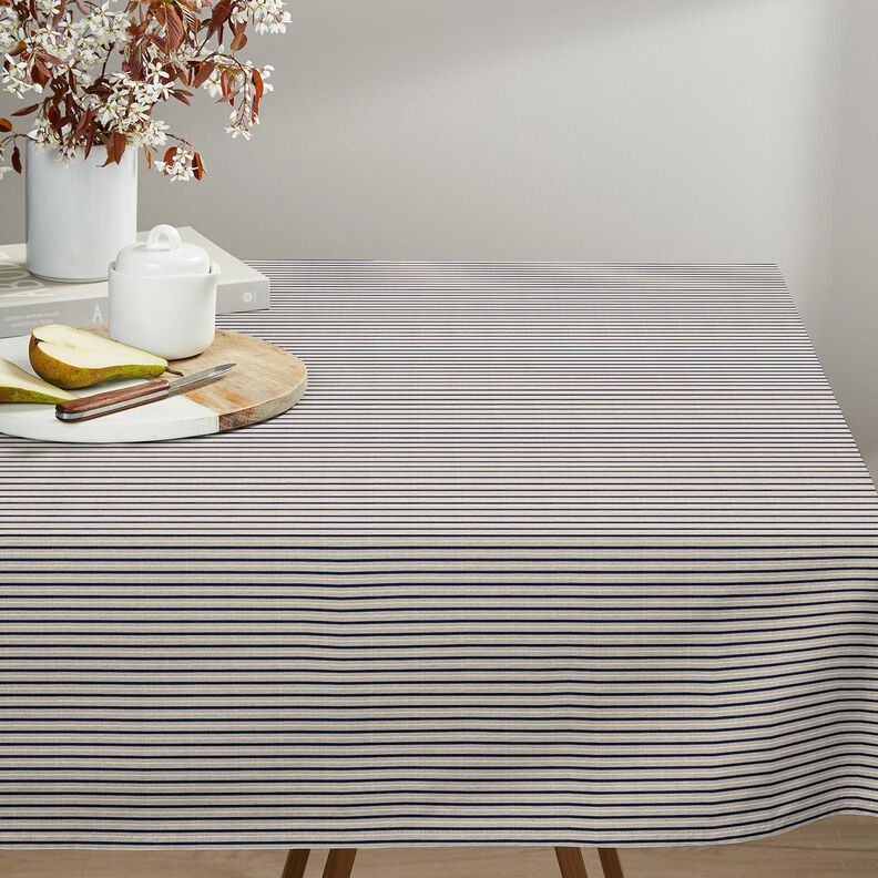 tessuto arredo mezzo panama Righe strette navy – naturale/blu marino,  image number 8
