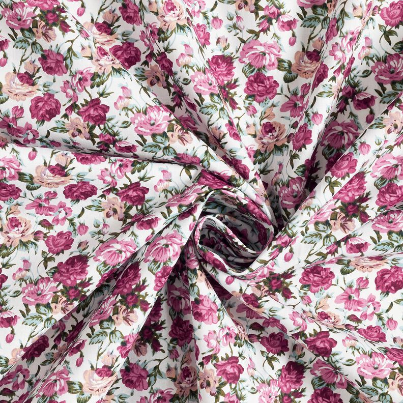 popeline di cotone rose selvatiche – bianco/malva,  image number 3
