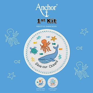 Set da ricamo per principianti Save our Oceans, 