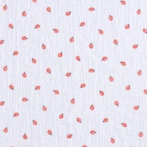 mussolina / tessuto doppio increspato coccinella stampa digitale | Poppy Fabrics &ndash; bianco, 