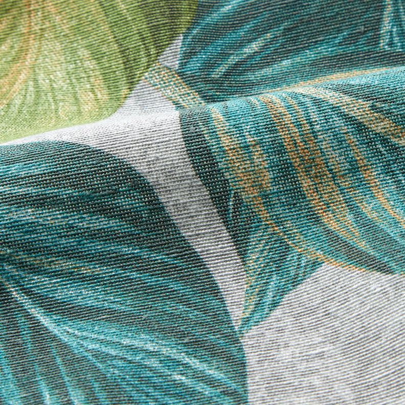 tessuto arredo tessuti canvas Foglie di ficus – abete blu/grigio, image number 2