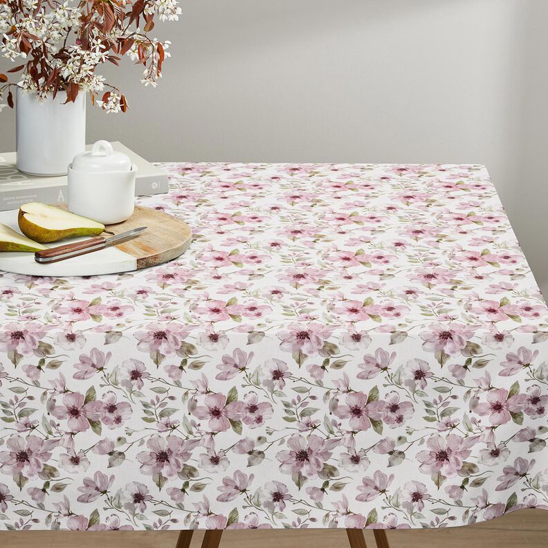 Tessuto per tovaglia Fiorellini ad acquerello – avorio/rosa antico chiaro,  image number 8