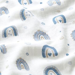 mussolina / tessuto doppio increspato Arcobaleno – bianco lana/colore blu jeans, 